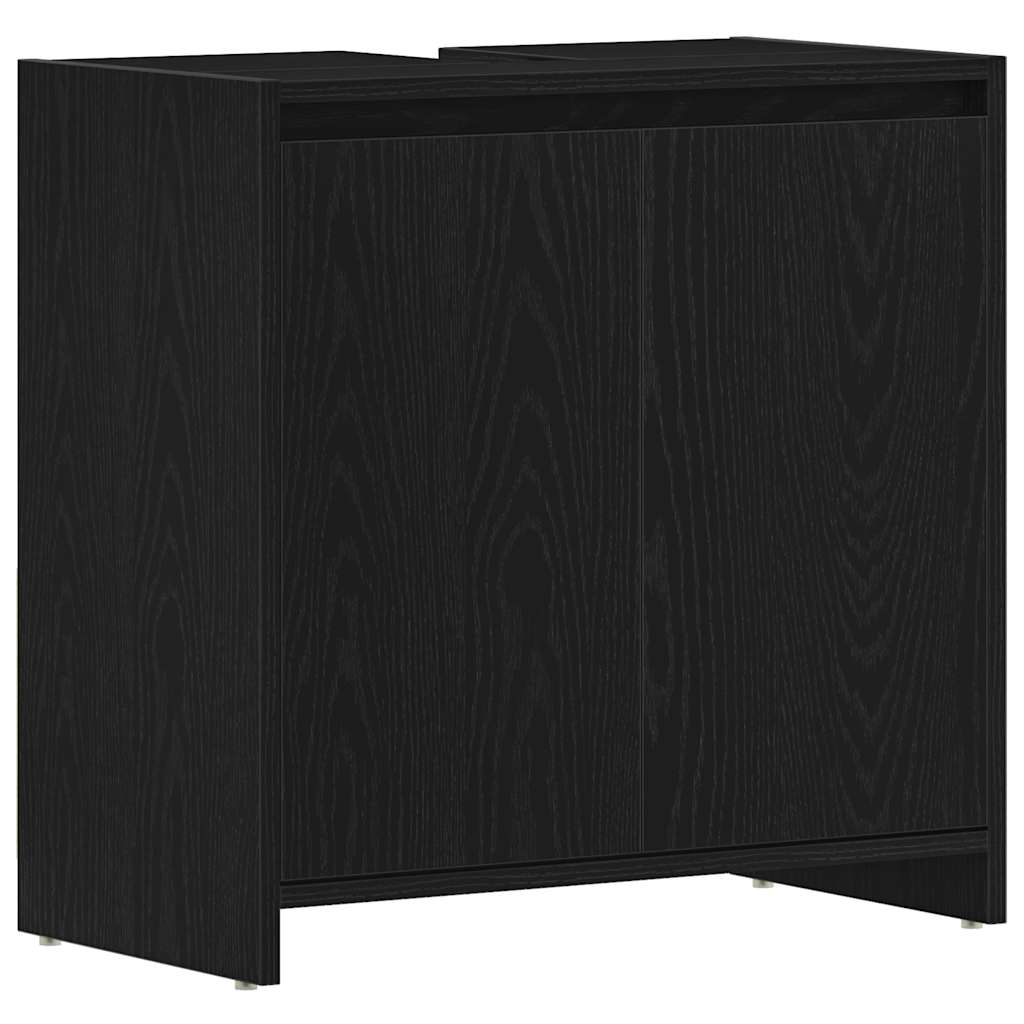 Badschrank Schwarz Eichen-Optik 60x33x61 cm Holzwerkstoff