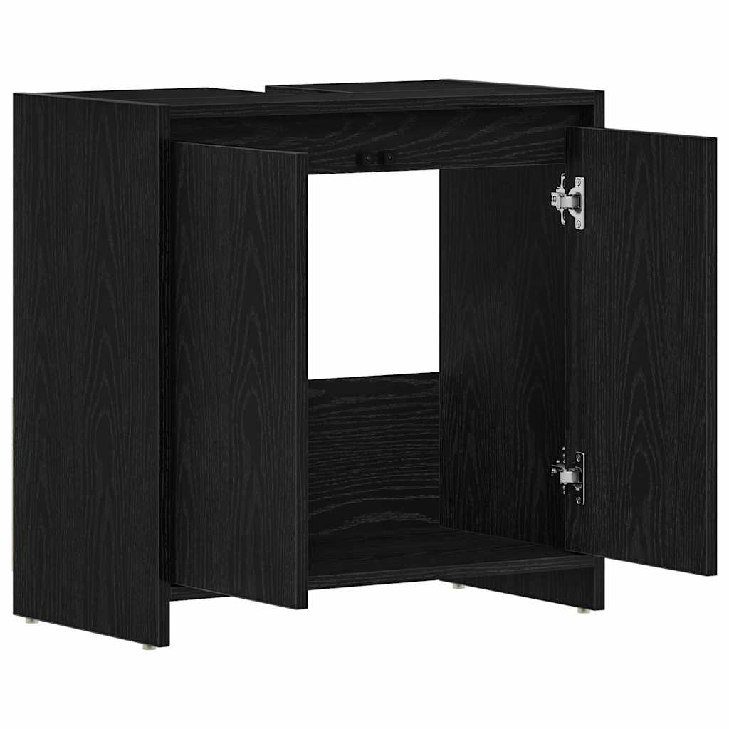 Badschrank Schwarz Eichen-Optik 60x33x61 cm Holzwerkstoff