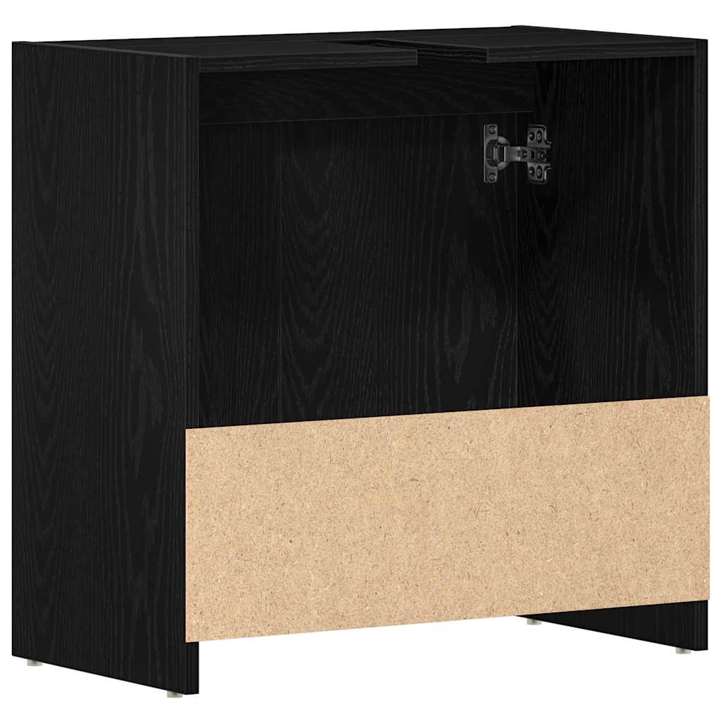 Badschrank Schwarz Eichen-Optik 60x33x61 cm Holzwerkstoff