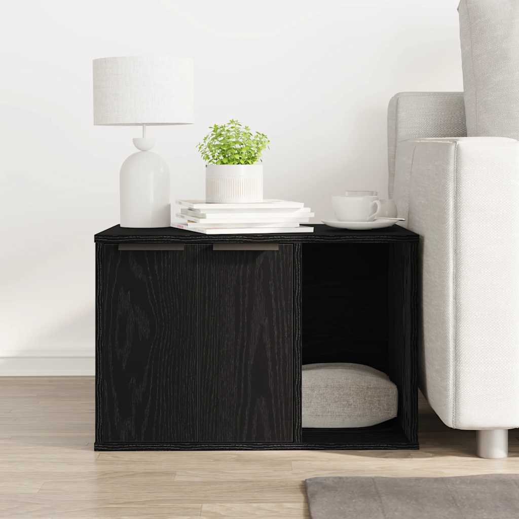 Cat Litter Box Black Oak Look 60x40x40 cm Wood Material