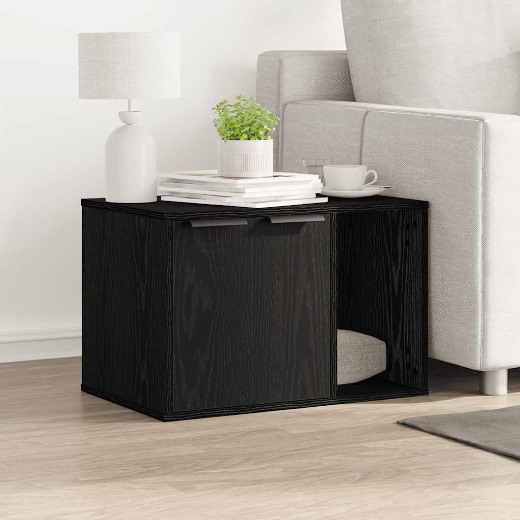 Cat Litter Box Black Oak Look 60x40x40 cm Wood Material