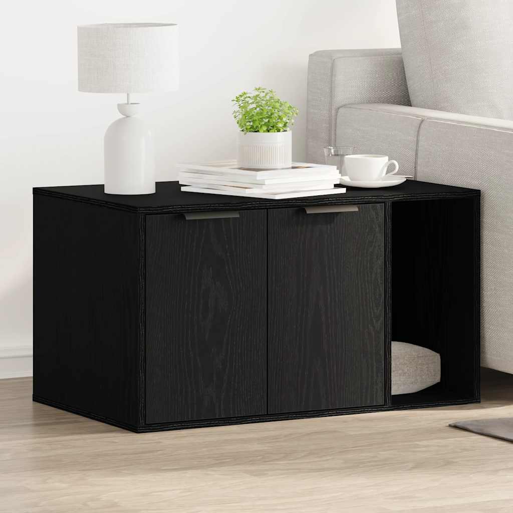 Cat Litter Box Black Oak Look 80x50x45 cm Wood Material